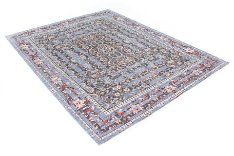 Modern Blue Hand Knotted 711 X 101 Area Rug 904-136258 Image 1