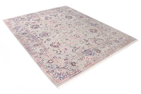 Agra Grey Hand Knotted 83 X 101 Area Rug 904-136272 Image 1