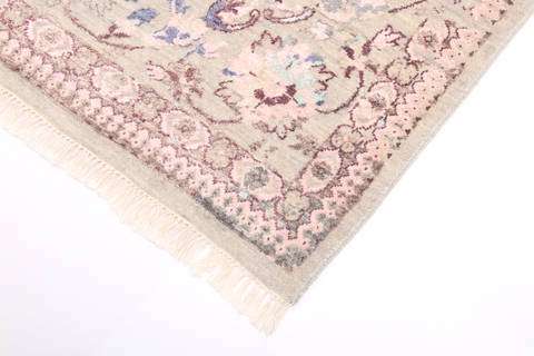 Agra Grey Hand Knotted 83 X 101 Area Rug 904-136272 Image 2