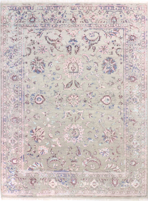 Agra Grey Hand Knotted 83 X 101 Area Rug 904-136272 Image 0