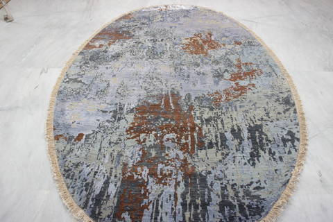 Jaipur Grey Oval Hand Knotted 60 X 90 Area Rug 905-136285 Image 3