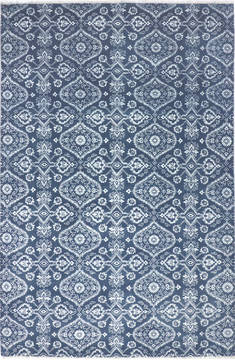 Floral Blue Hand Knotted 6'0" X 9'4"  Area Rug 904-136303