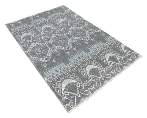 Modern Grey Hand Knotted 60 X 90 Area Rug 904-136318 Image 1
