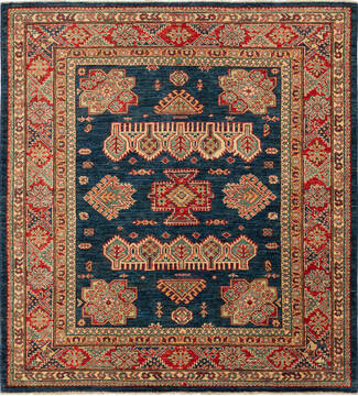 Kazak Blue Square Hand Knotted 4'10" X 5'3"  Area Rug 700-136330