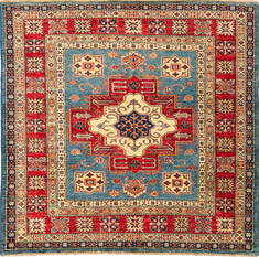 Kazak Blue Square Hand Knotted 4'8" X 4'11"  Area Rug 700-136333