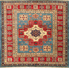 Afghan Kazak Blue Square 5 to 6 ft Wool Carpet 136333