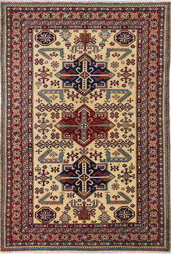 Kazak Beige Hand Knotted 4'9" X 6'11"  Area Rug 700-136337