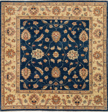 Chobi Blue Square Hand Knotted 4'11" X 5'1"  Area Rug 700-136343