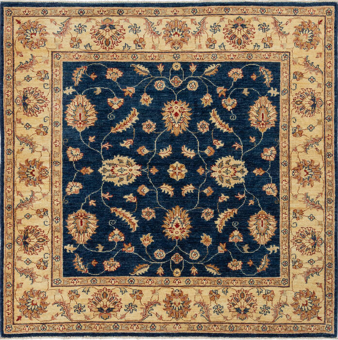 Chobi Blue Square Hand Knotted 411 X 411  Area Rug 700-136344 Image 0