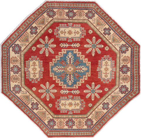 Kazak Red Octagon Hand Knotted 61 X 64 Area Rug 700-136384 Image 0