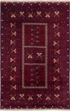 Khan Mohammadi Red Hand Knotted 5'2" X 7'11"  Area Rug 700-136393