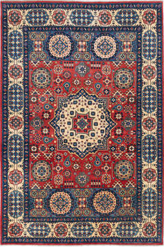 Chobi Red Hand Knotted 5'9" X 8'8"  Area Rug 700-136409
