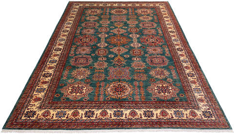 Kazak Green Hand Knotted 90 X 122 Area Rug 700-136415 Image 1
