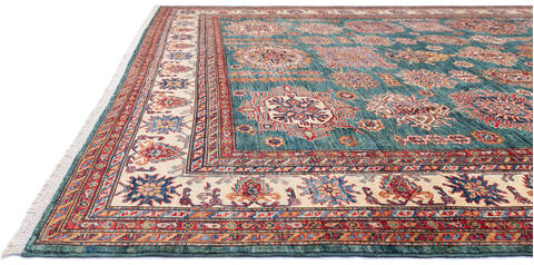 Kazak Green Hand Knotted 90 X 122 Area Rug 700-136415 Image 6