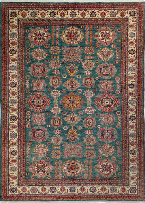 Kazak Green Hand Knotted 90 X 122 Area Rug 700-136415 Image 0