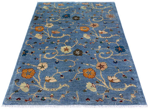 Chobi Blue Hand Knotted 40 X 60 Area Rug 700-136419 Image 1