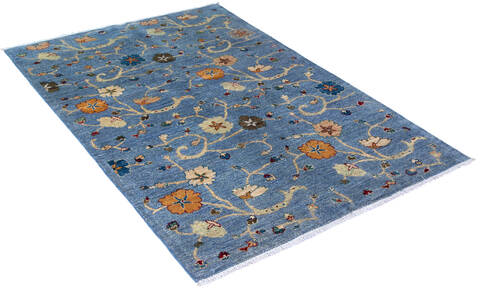 Chobi Blue Hand Knotted 40 X 60 Area Rug 700-136419 Image 2