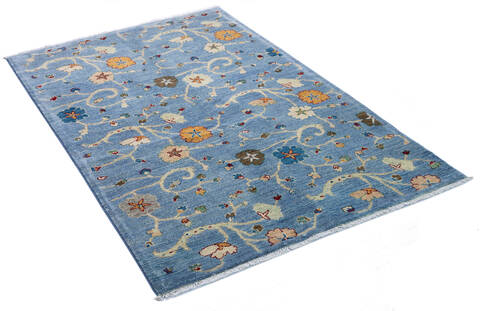 Chobi Blue Hand Knotted 40 X 60 Area Rug 700-136419 Image 4