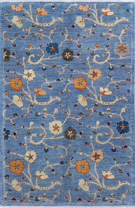Chobi Blue Hand Knotted 40 X 60 Area Rug 700-136419 Image 0