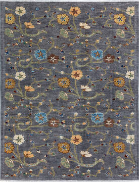Afghan Chobi Grey Rectangle 5x7 ft Wool Carpet 136420