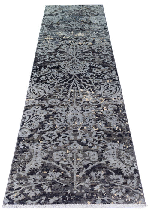 Modern Grey Runner Hand Knotted 26 X 910 Area Rug 700-136428 Image 1