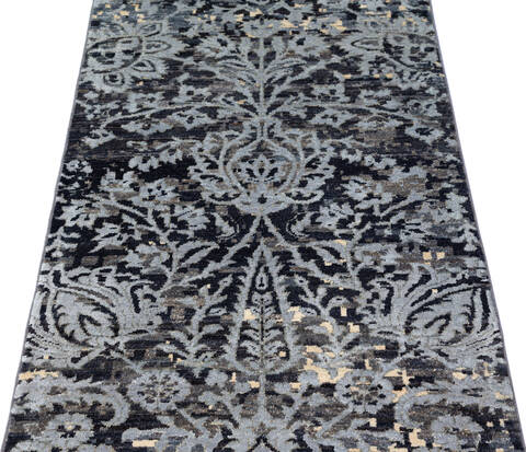 Modern Grey Runner Hand Knotted 26 X 910 Area Rug 700-136428 Image 2