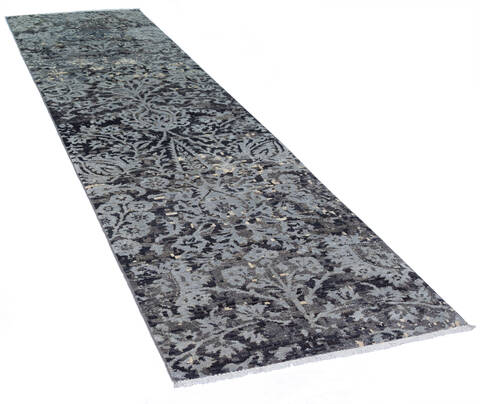 Modern Grey Runner Hand Knotted 26 X 910 Area Rug 700-136428 Image 3