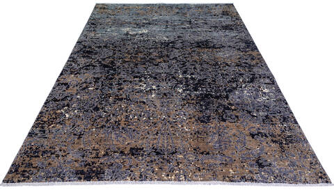 Modern Black Hand Knotted 62 X 89 Area Rug 700-136433 Image 1