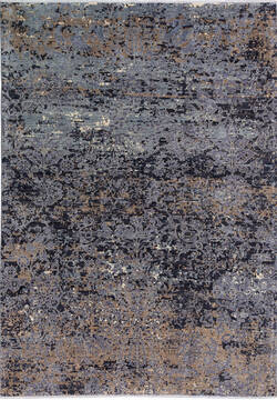 Afghan Modern Black Rectangle 6x9 ft Wool and Silk Carpet 136433