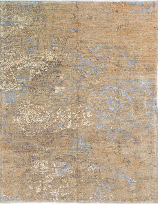 Afghan Chobi Beige Rectangle 8x10 ft Wool and Silk Carpet 136435 | SKU ...