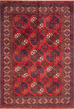 Chobi Red Hand Knotted 6'7" X 9'7"  Area Rug 700-136445
