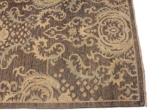 Pakistani Ziegler Brown Rectangle 10x14 ft Wool Carpet