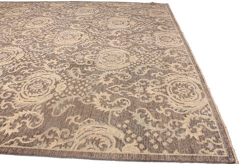 Pakistani Ziegler Brown Rectangle 10x14 ft Wool Carpet