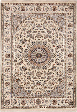 Nain White Hand Knotted 4'3" X 6'1"  Area Rug 254-136538