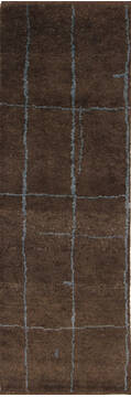 Indian Moroccan Brown Runner 6 ft and Smaller Wool Carpet 136601