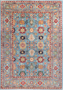 Afghan Chobi Blue Rectangle 7x9 ft Wool Carpet 136738