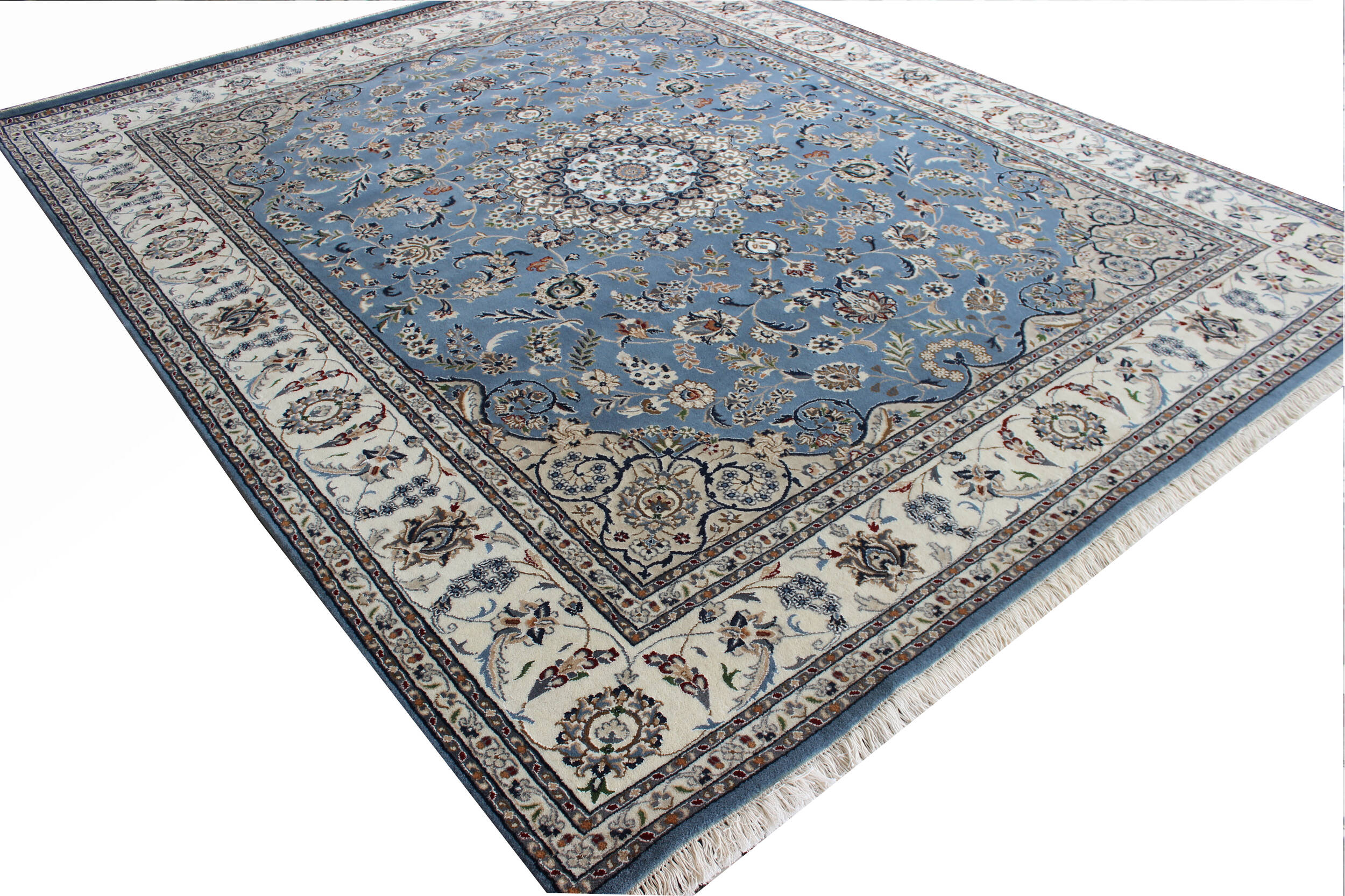Navy Blue Floral Naiin Traditional Accent Rug 3x4 Wool Hand-knotted Foyer  Carpet