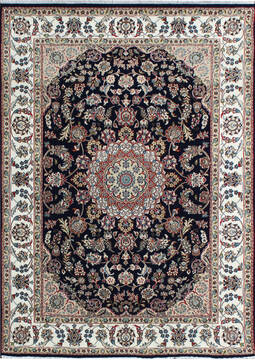 Indian Nain Blue Rectangle 8x10 ft Wool and Viscose Carpet 136770