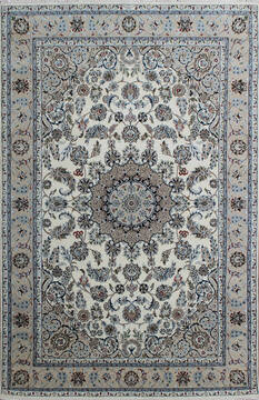 Indian Nain Grey Rectangle 6x9 ft Wool and Viscose Carpet 136776