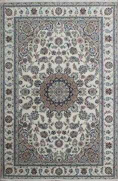 Indian Nain Grey Rectangle 4x6 ft Wool and Viscose Carpet 136781