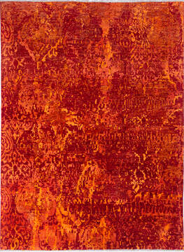 Modern Red Hand Knotted 5'9" X 7'9"  Area Rug 700-136930