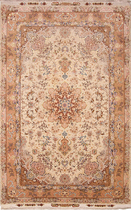 Tabriz Beige Hand Knotted 66 X 102 Area Rug 254-136998 Image 0