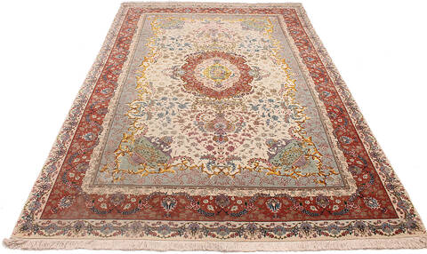 Tabriz Beige Hand Knotted 66 X 102 Area Rug 254-136999 Image 2