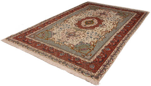 Tabriz Beige Hand Knotted 66 X 102 Area Rug 254-136999 Image 6