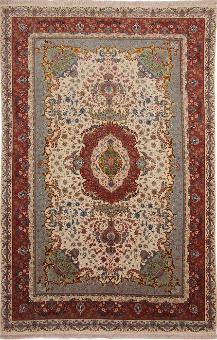 Tabriz Beige Hand Knotted 66 X 102 Area Rug 254-136999 Image 0