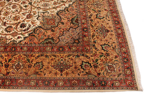 Tabriz Beige Hand Knotted 100 X 1310 Area Rug 254-137000 Image 6