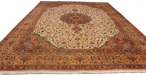 Tabriz Beige Hand Knotted 100 X 1310 Area Rug 254-137000 Image 7