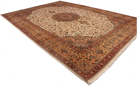 Tabriz Beige Hand Knotted 100 X 1310 Area Rug 254-137000 Image 8