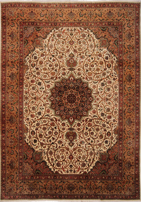 Tabriz Beige Hand Knotted 100 X 1310 Area Rug 254-137000 Image 0