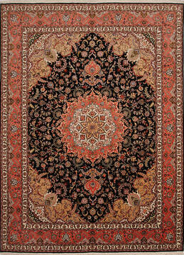 Tabriz Black Hand Knotted 9'8" X 13'1"  Area Rug 254-137005